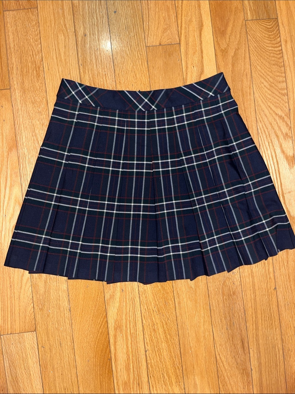 Sunday Best Navy Plaid Pleated Mini Skirt